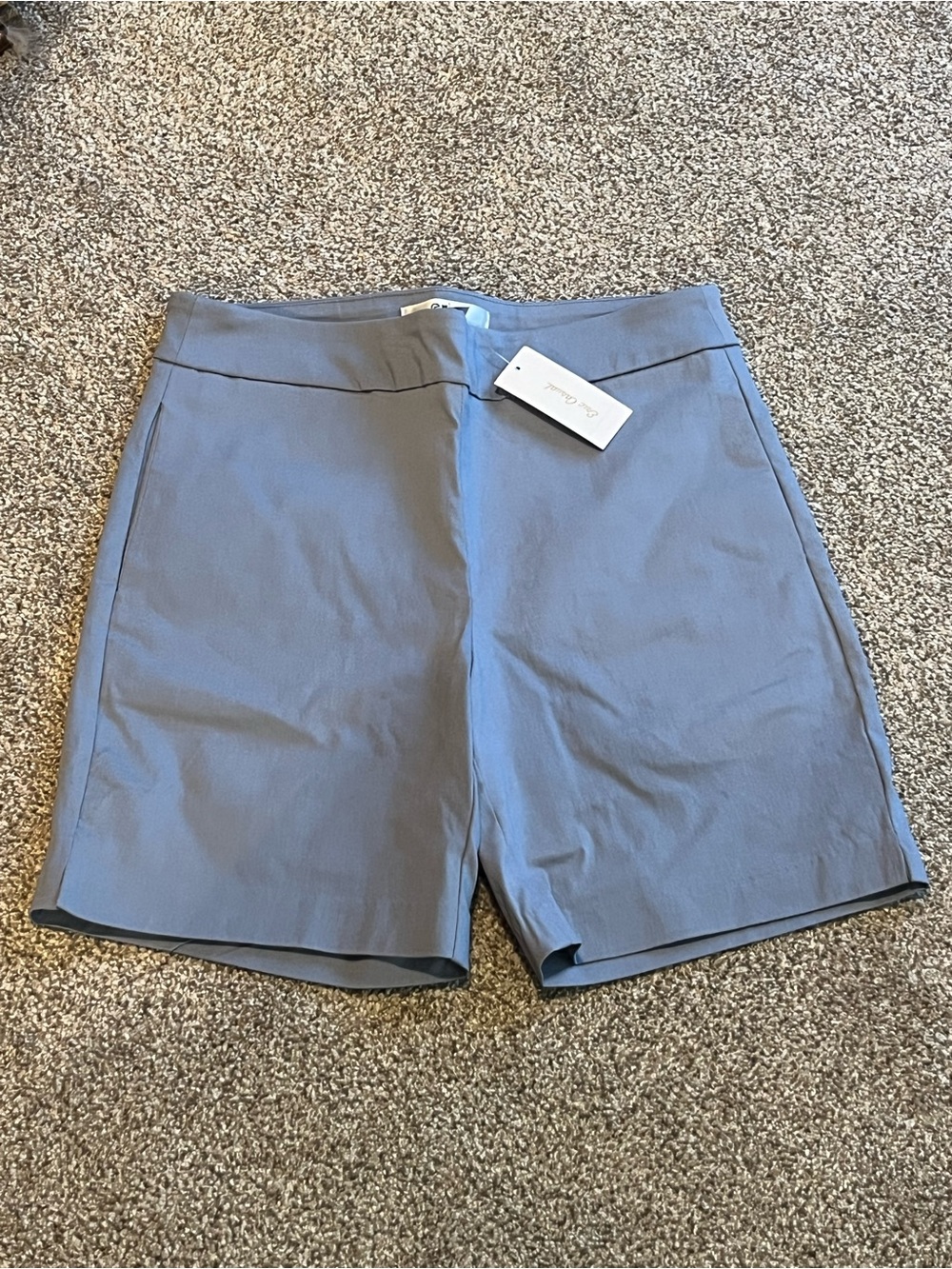 Ladies Large Dusty Blue Classic Tailored Shorts Brand New Eric Casual